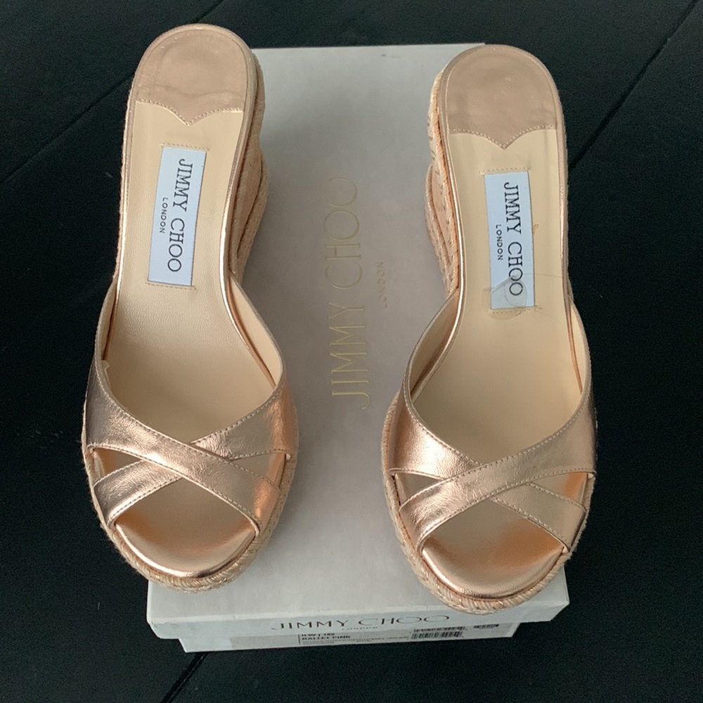 Jimmy Choo 80 Almer Crisscross wedge slide sandal
